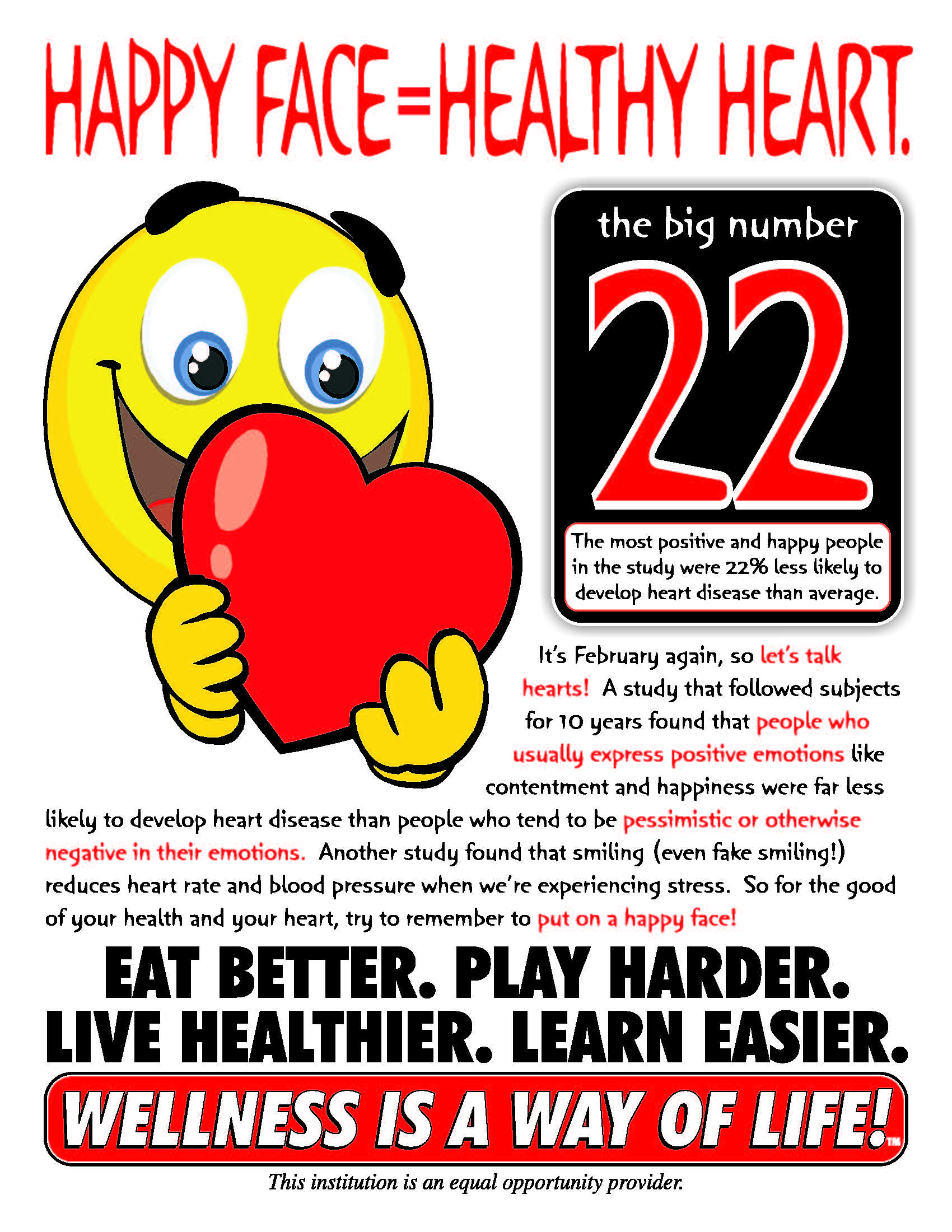 February Wellness Newsletter front page Happy Face = Healthy Heart