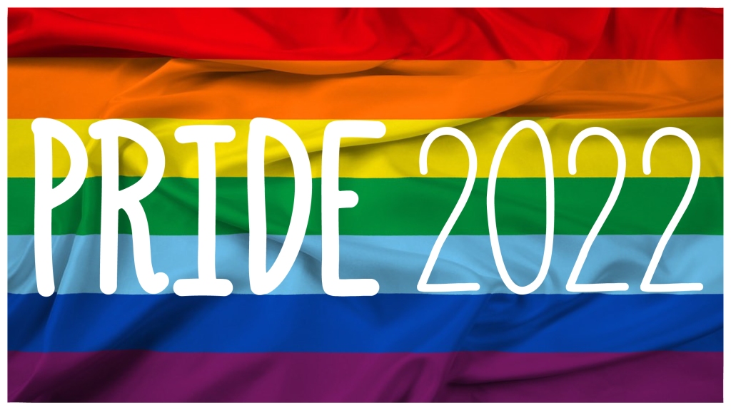 Rainbow flag with the words PRIDE 2022